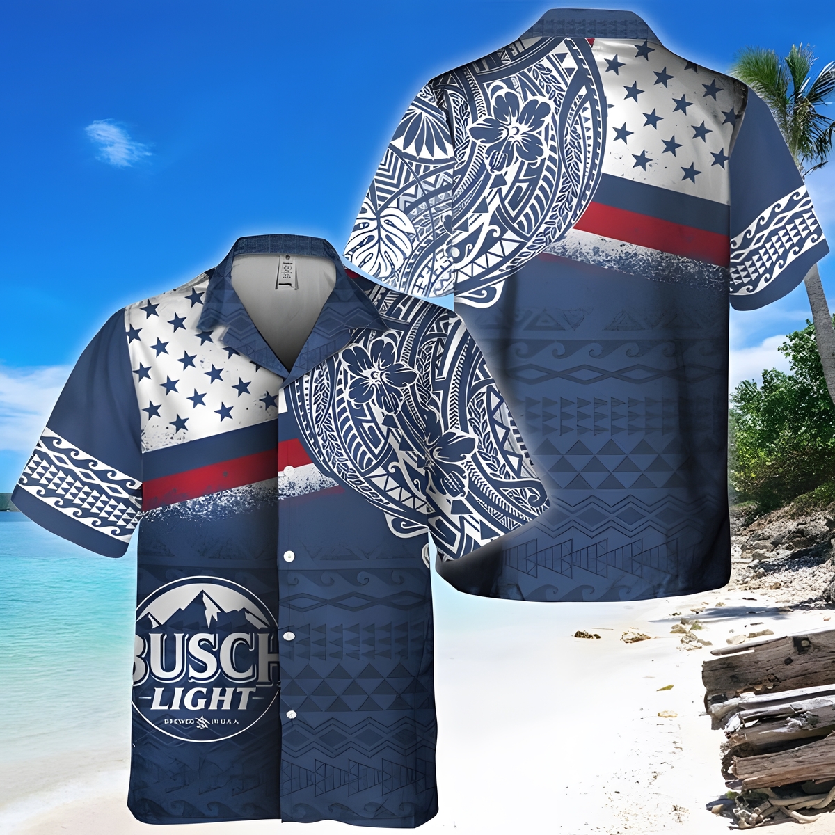 Busch Light Hawaiian Shirt Polynesian Summer Holiday Gift For Beer Lovers