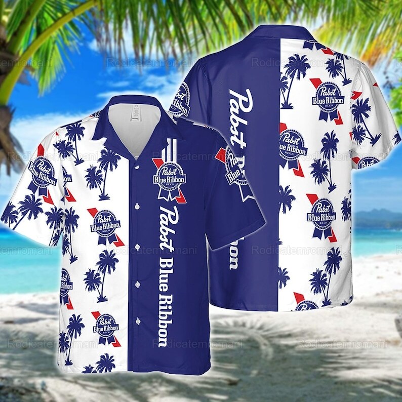 Pabst Blue Ribbon Beer Hawaiian Shirt Palm Tree Gift For Best Friend