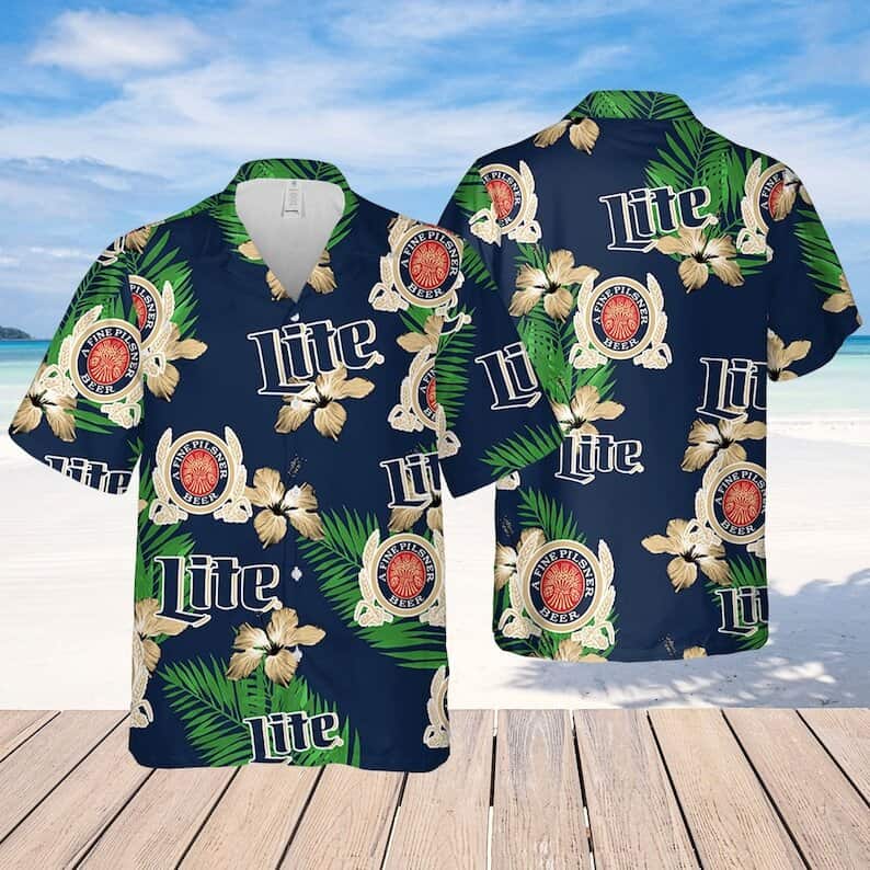 Special Summer Miller Lite Hawaiian Shirt Hibiscus Flower Gift For Family