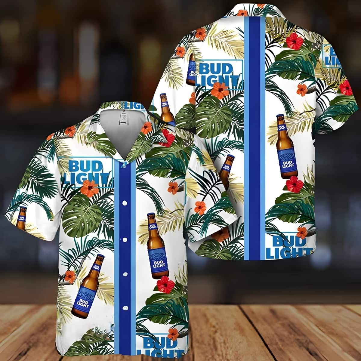 Bud Light Hawaiian Shirt Tropical Foliage Gift For Beer Drinkers