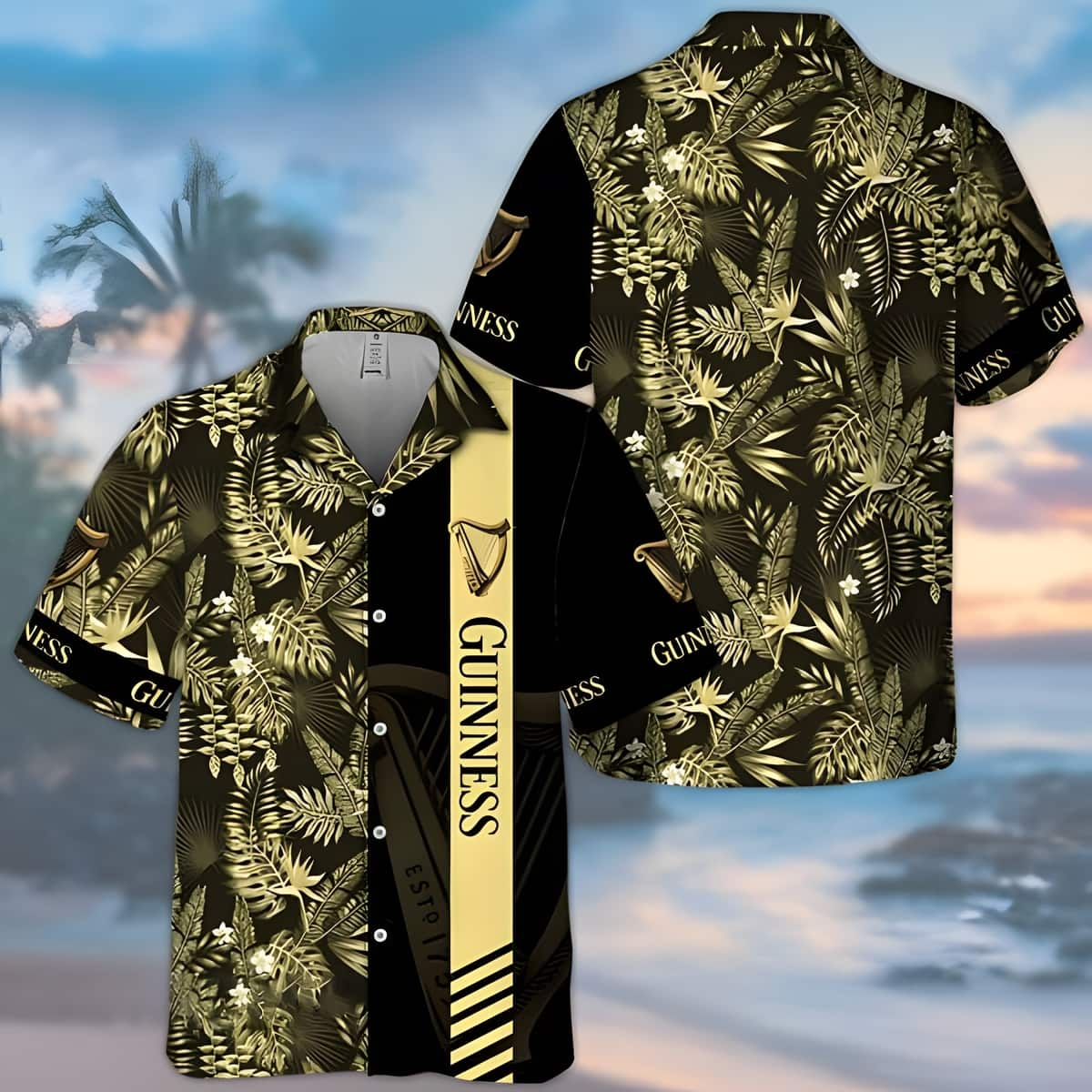 Guinness Hawaiian Shirt Tropical Foliage Gift For Beer Drinkers