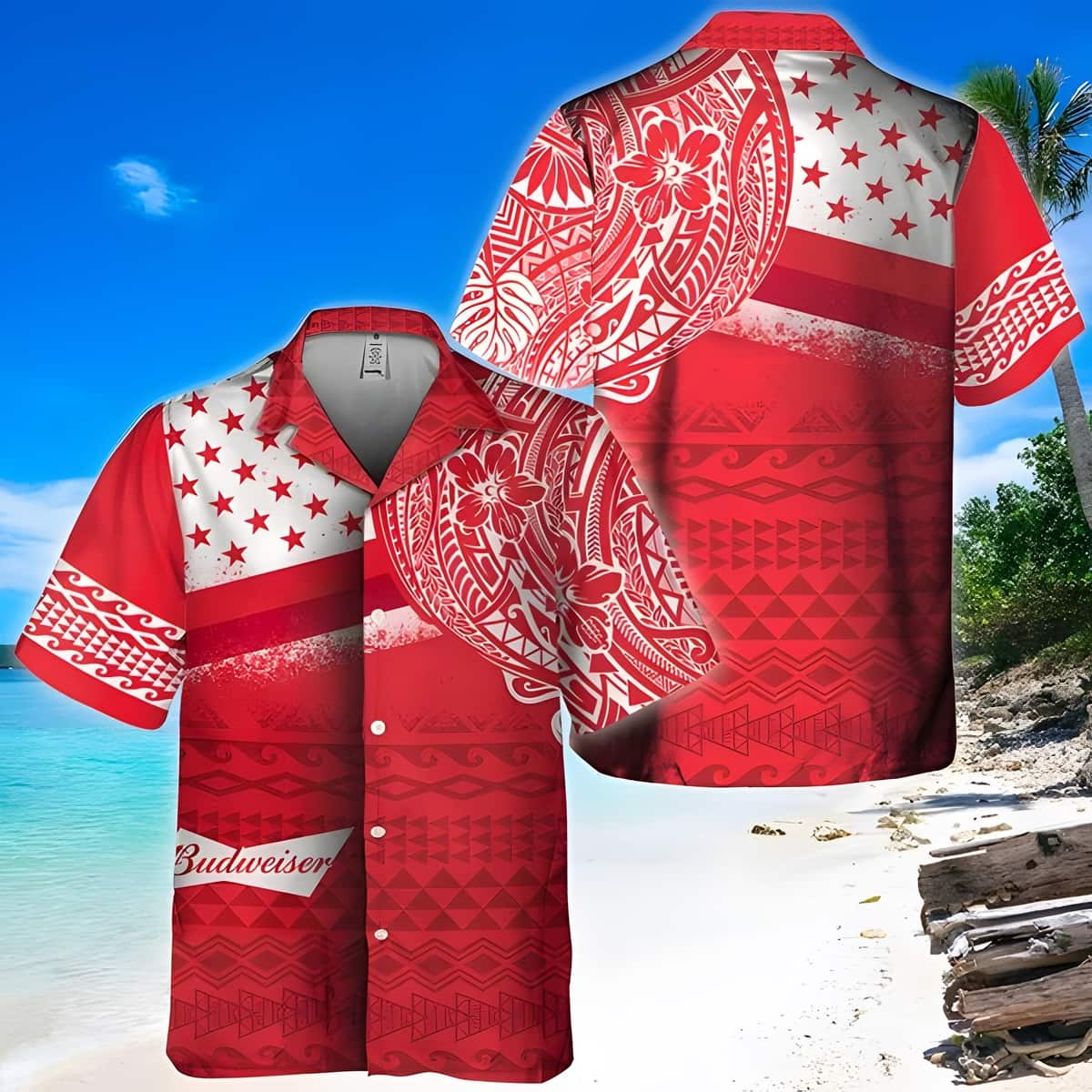 Budweiser Beer Hawaiian Shirt Polynesian Gift For Beer Enthusiast