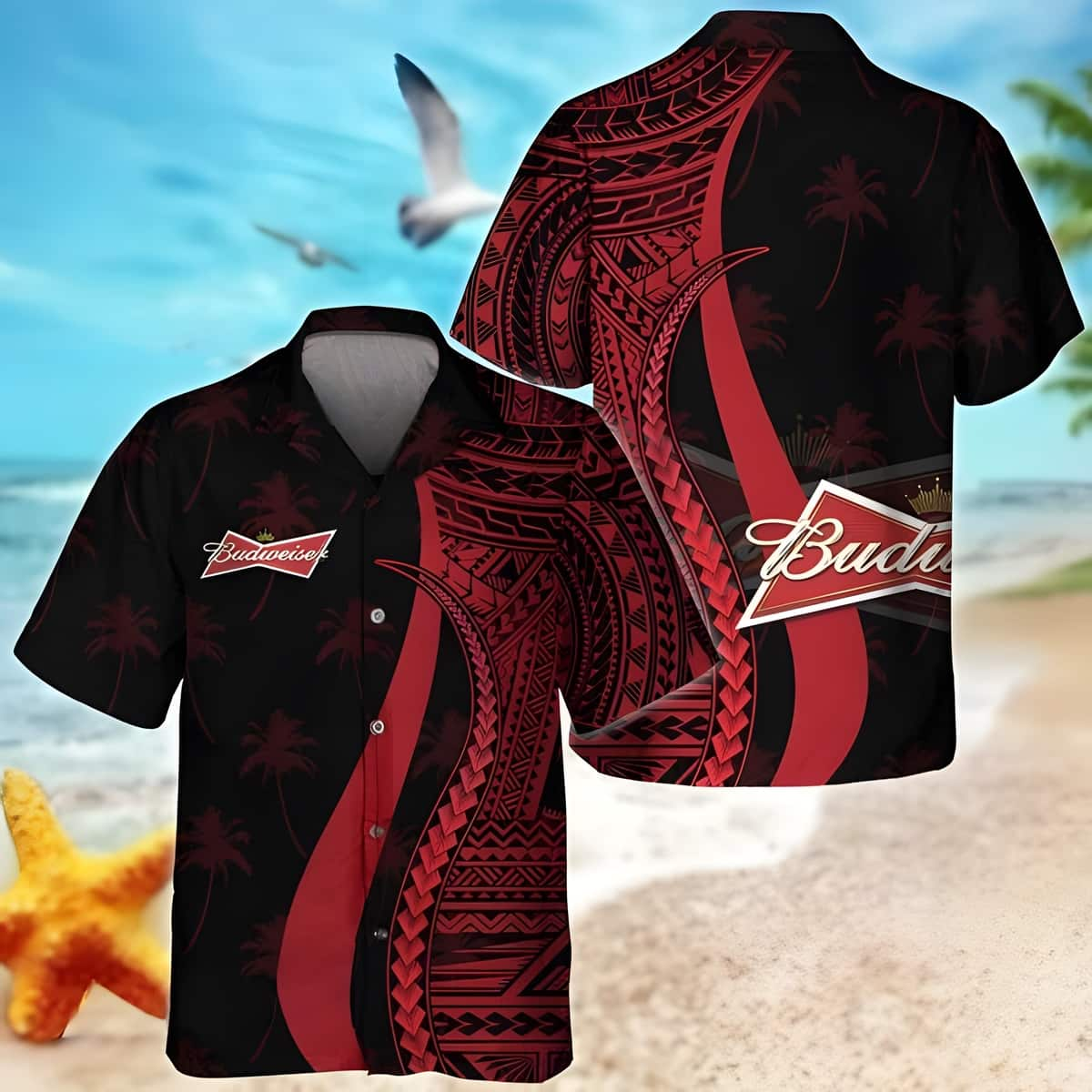 Budweiser Beer Hawaiian Shirt Polynesian Gift For Beer Drinkers