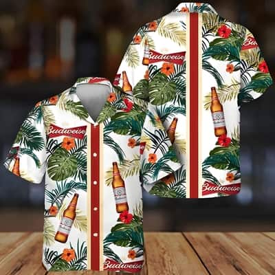 Budweiser Beer Hawaiian Shirt Tropical Flora