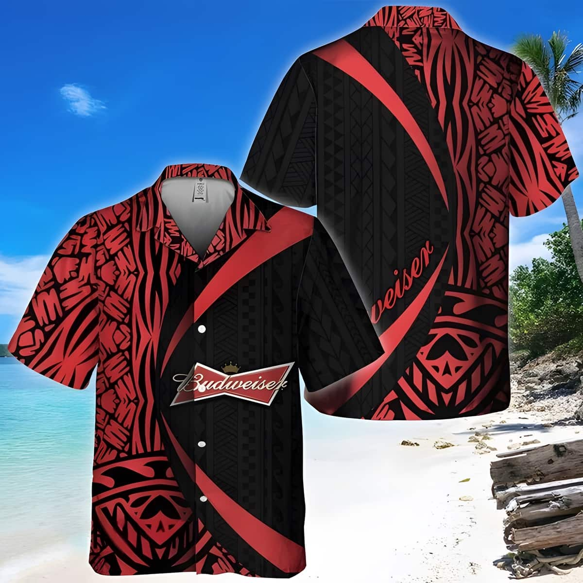 Polynesian Samoan Budweiser Beer Hawaiian Shirt Summer Gift For Beer Drinkers