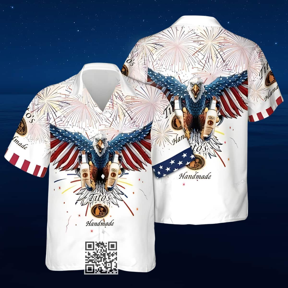 Tito's Handmade Vodka Hawaiian Shirt Independence Day 4th Of July Eagle Fireworks