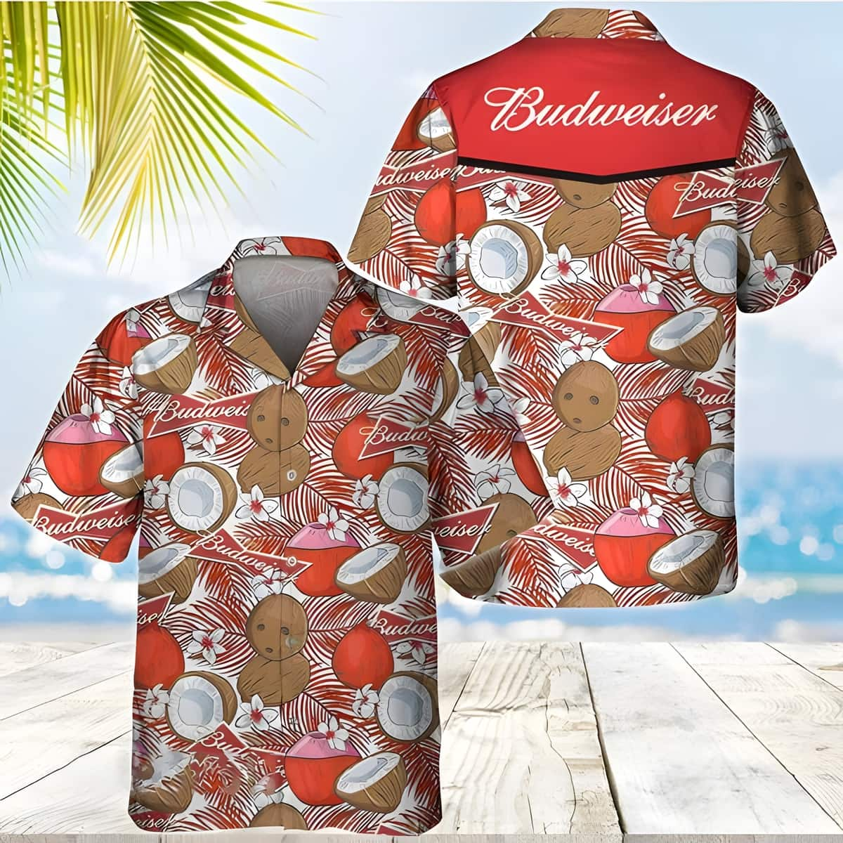 Budweiser Beer Hawaiian Shirt Tropical Coconut Practical Beach Gift For Beer Lovers