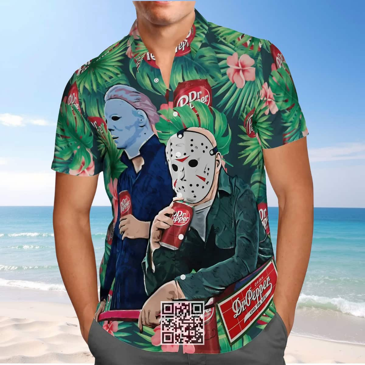 Dr Pepper Beer Hawaiian Shirt Michael Myers Vs Jason Halloween Gift