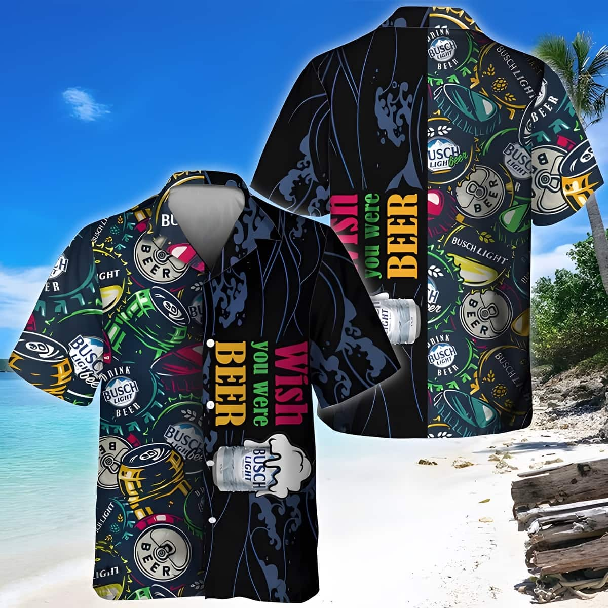 Wish You Were Busch Light Hawaiian Shirt Beach Gift For Beer Lovers