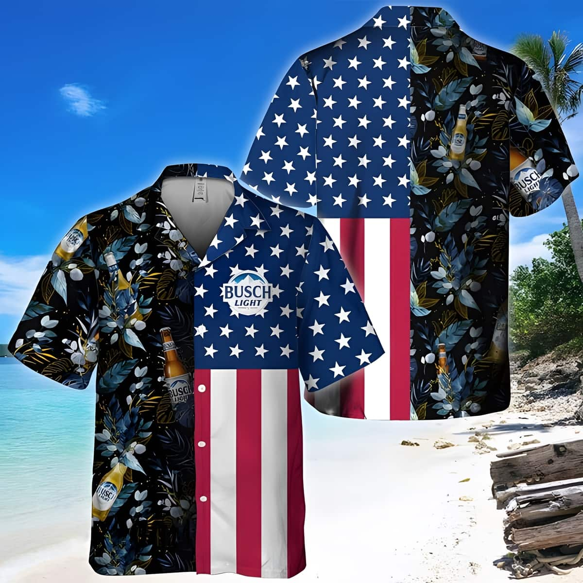 Busch Light Hawaiian Shirt US Flag Summer Holiday Gift For Beer Lovers