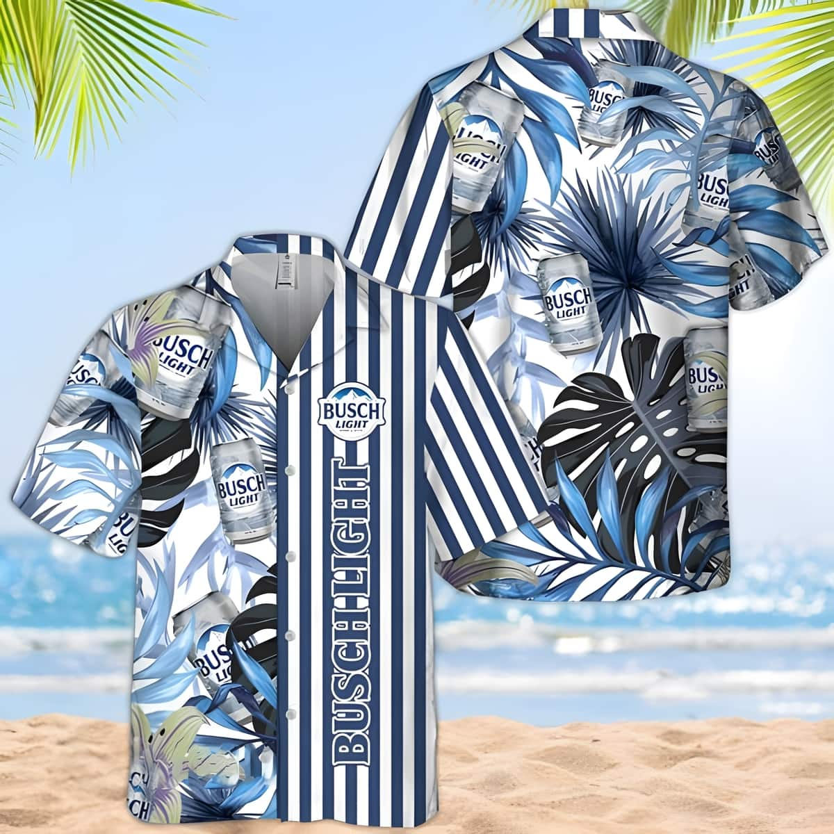 Busch Light Hawaiian Shirt Tropical Palm Leaves Beach Gift For Beer Lovers