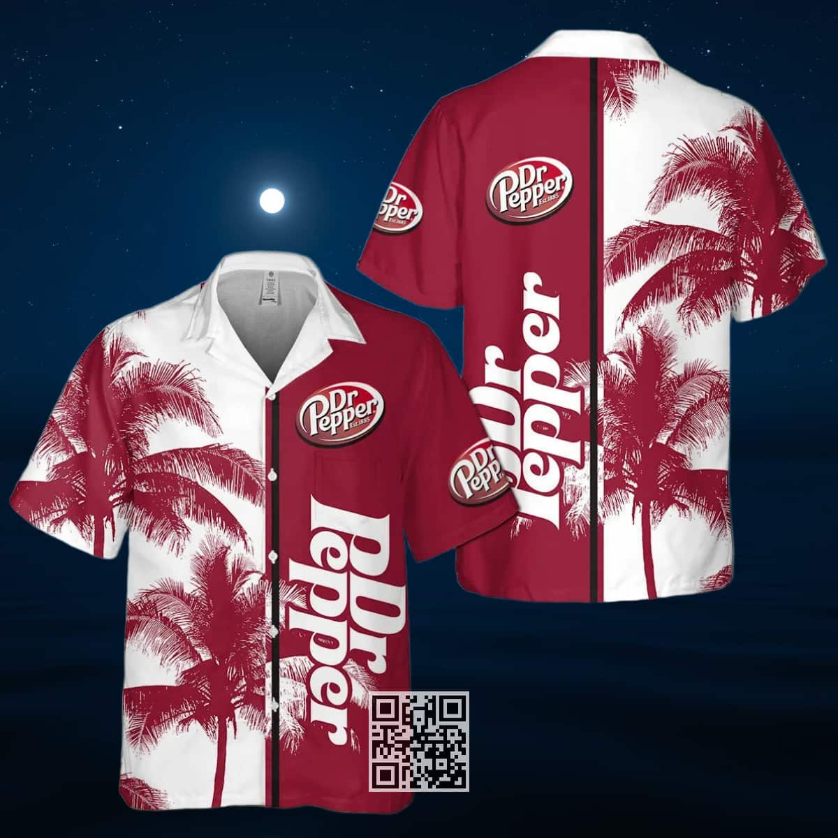 Vintage Dr Pepper Beer Hawaiian Shirt Tropical Coconut Tree