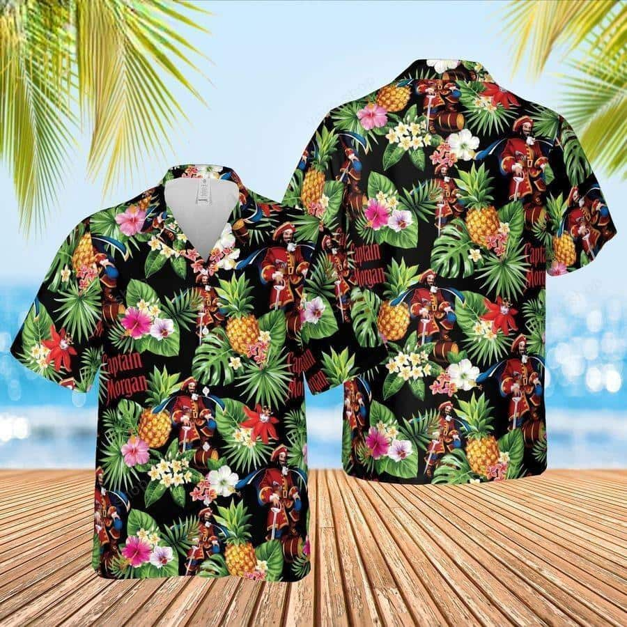 Colorful Captain Morgan Rum Hawaiian Shirt Tropical Flower Gift For Family