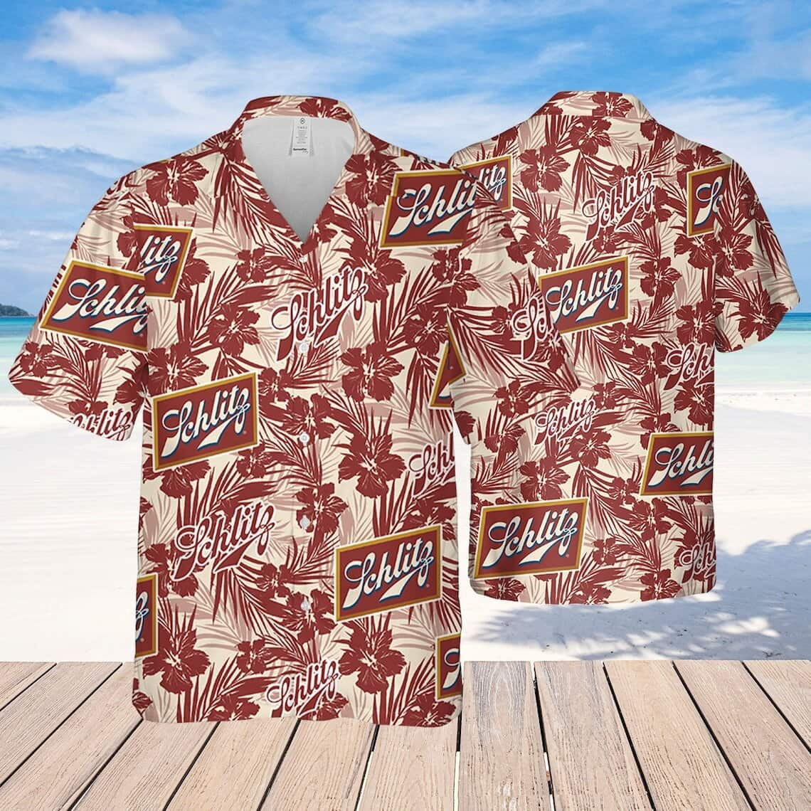 Retro Schlitz Beer Hawaiian Shirt Tropical Flower Gift For Beer Drinkers