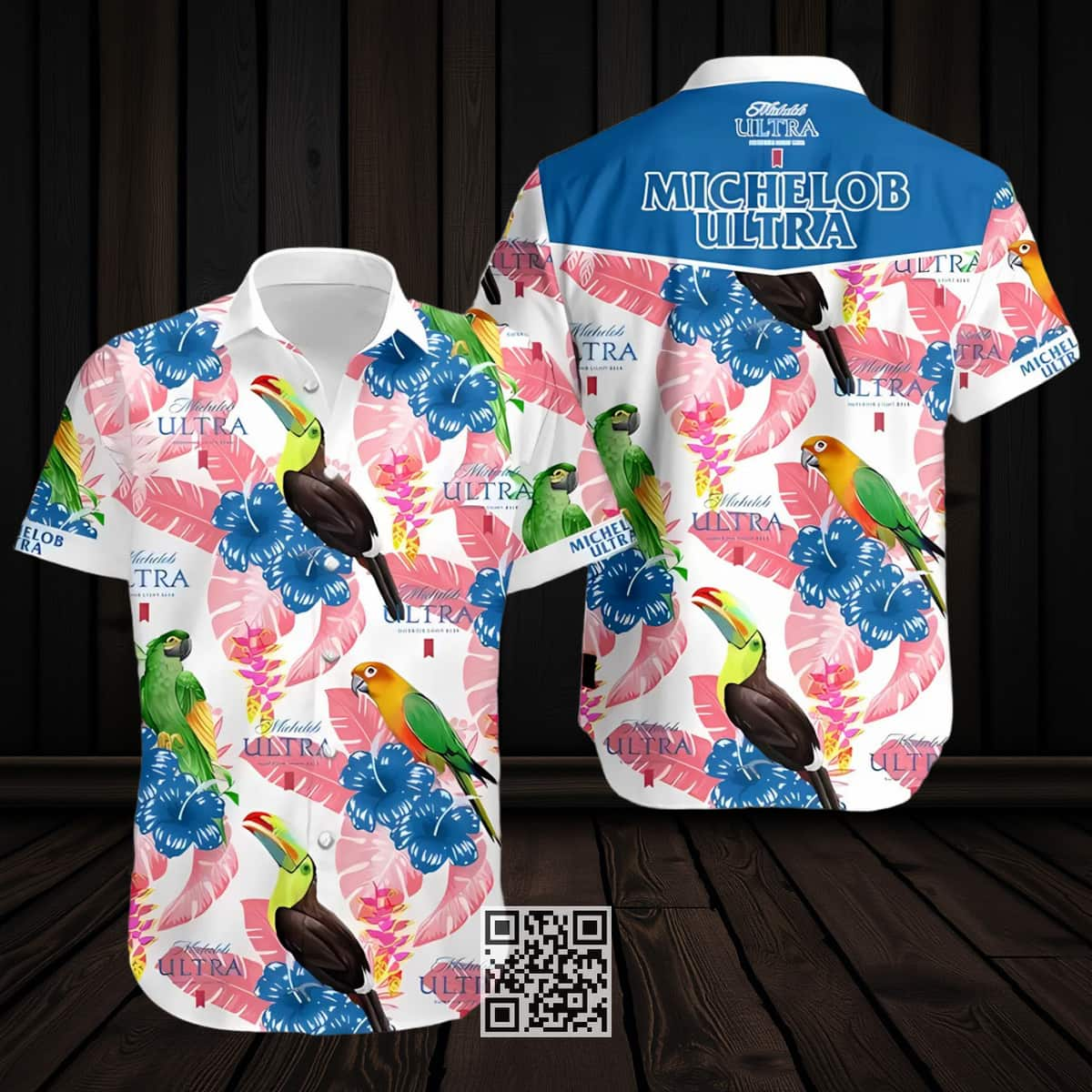 Michelob Ultra Hawaiian Shirt Bird And Hibiscus Flower Best Beach Gift