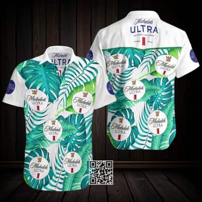 Michelob Ultra Beer Hawaiian Shirt Tropical Palm Leaves Summer Holiday Gift