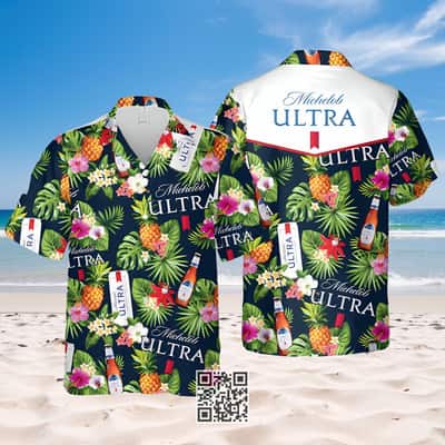 Michelob Ultra Beer Hawaiian Shirt Tropical Pattern Gift For Beach Vacation