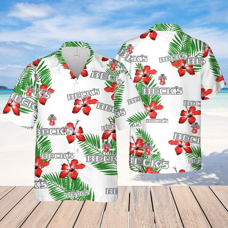 Trending Beck's Beer Hawaiian Shirt Hibiscus Flowers Gift For Beer Enthusiast