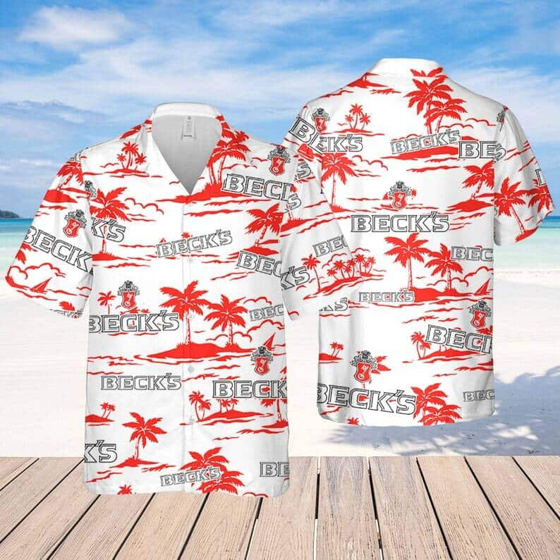 Beck's Beer Hawaiian Shirt Tropical Coconut Tree Gift For Beer Enthusiast