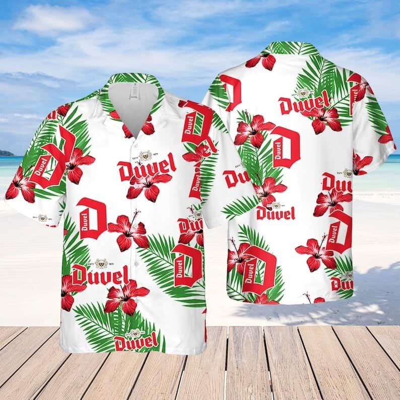 Duvel Beer Hawaiian Shirt Hibiscus Flower Gift For Beer Lovers