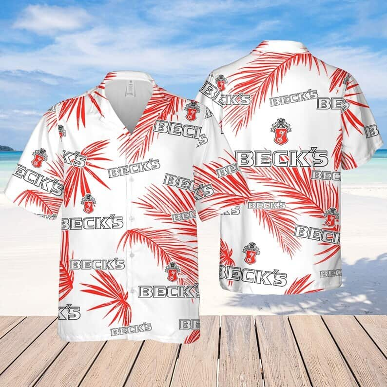 Beck's Beer Hawaiian Shirt Palm Leaves Gift For Beer Enthusiast