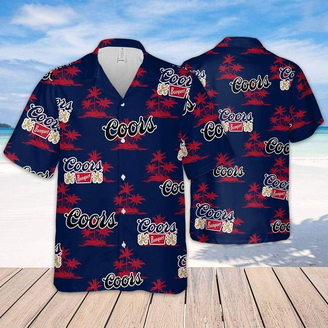 Special Dark Blue Coors Banquet Beer Hawaiian Shirt