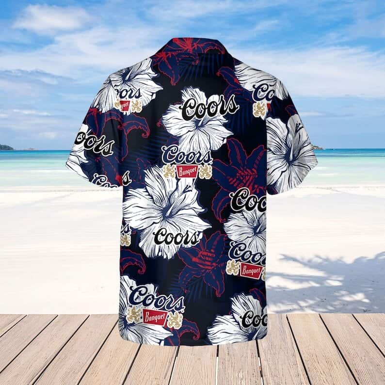 Black Coors Banquet Beer Hawaiian Shirt Beach White Flowers Black Coors Banquet Beer Hawaiian Shirt Beach White Flowers
