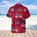 Red Coors Banquet Beer Hawaiian Shirt Palm Leaves