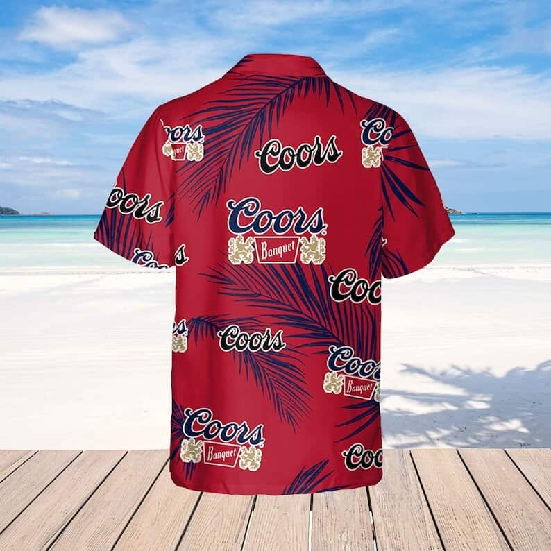 Red Coors Banquet Beer Hawaiian Shirt Palm Leaves Red Coors Banquet Beer Hawaiian Shirt Palm Leaves