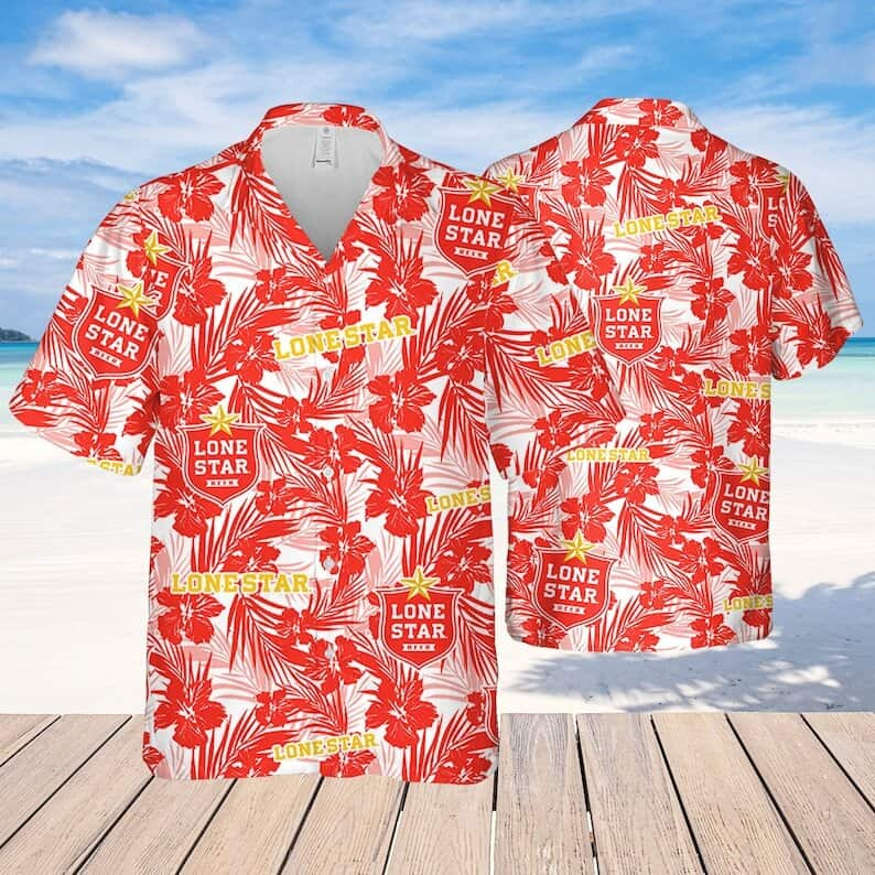 Colorful Lone Star Tropical Hibiscus Hawaiian Shirt Practical Beach