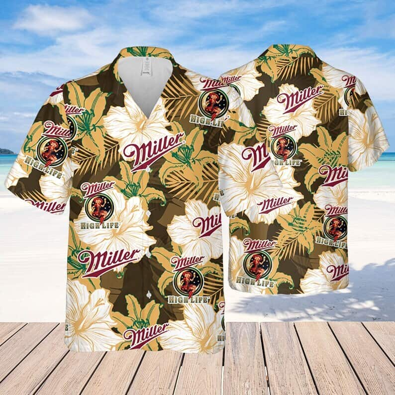 Miller High Life Hawaiian Shirt Tropical Floral Summer Holiday Gift