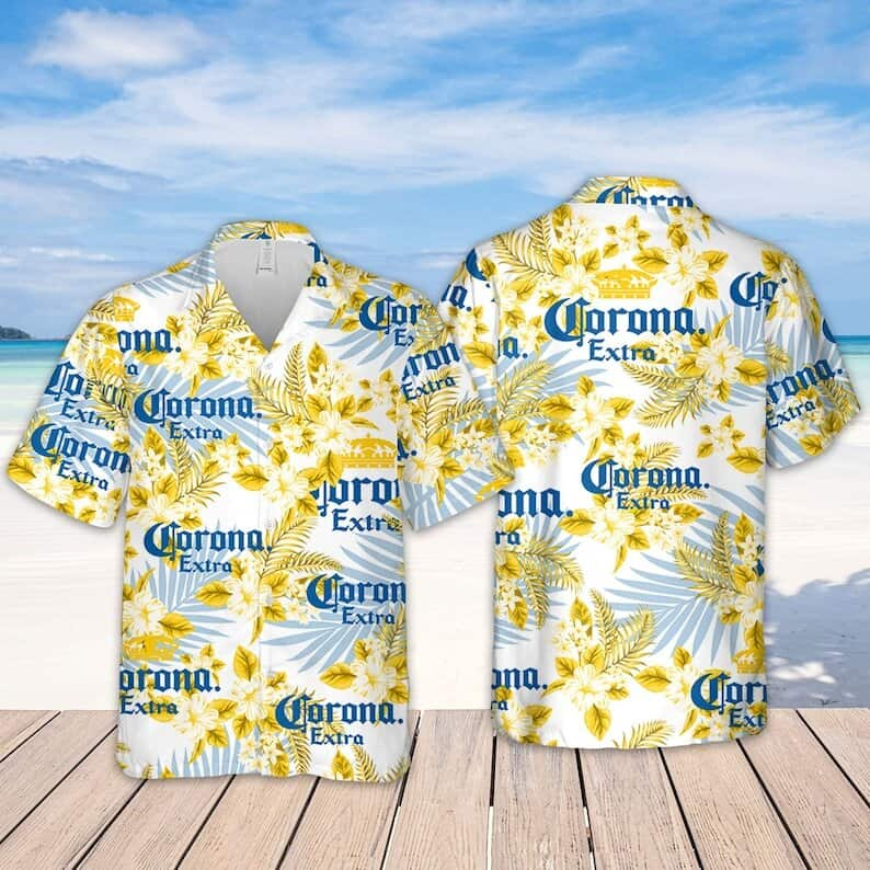 Corona Extra Beer Hawaiian Shirt Tropical Flora Gift For Beach Lovers