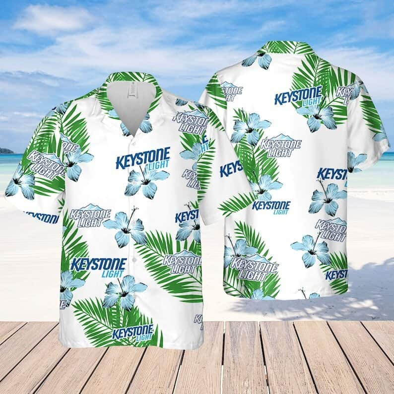 Keystone Light Hawaiian Shirt Hibiscus Flower Gift For Dad