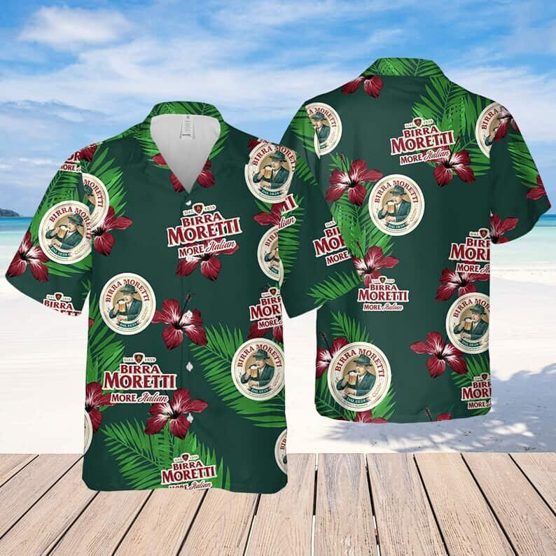 Birra Moretti Beer Hawaiian Shirt Hibiscus Flower Gift For Beer Enthusiast