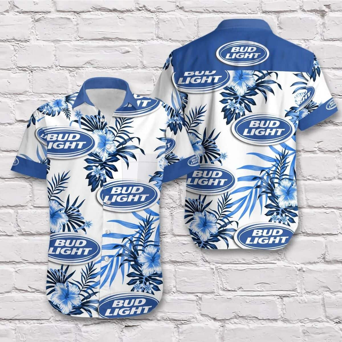 Bud Light Hawaiian Shirt Hibiscus Flower Gift For Beer Drinkers