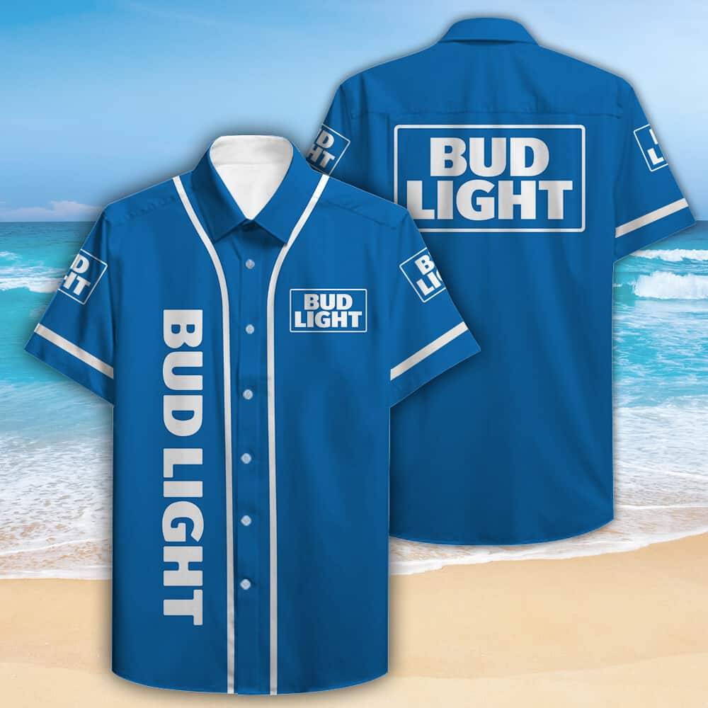 Blue Aloha Bud Light Hawaiian Shirt Cool Gift For Dad