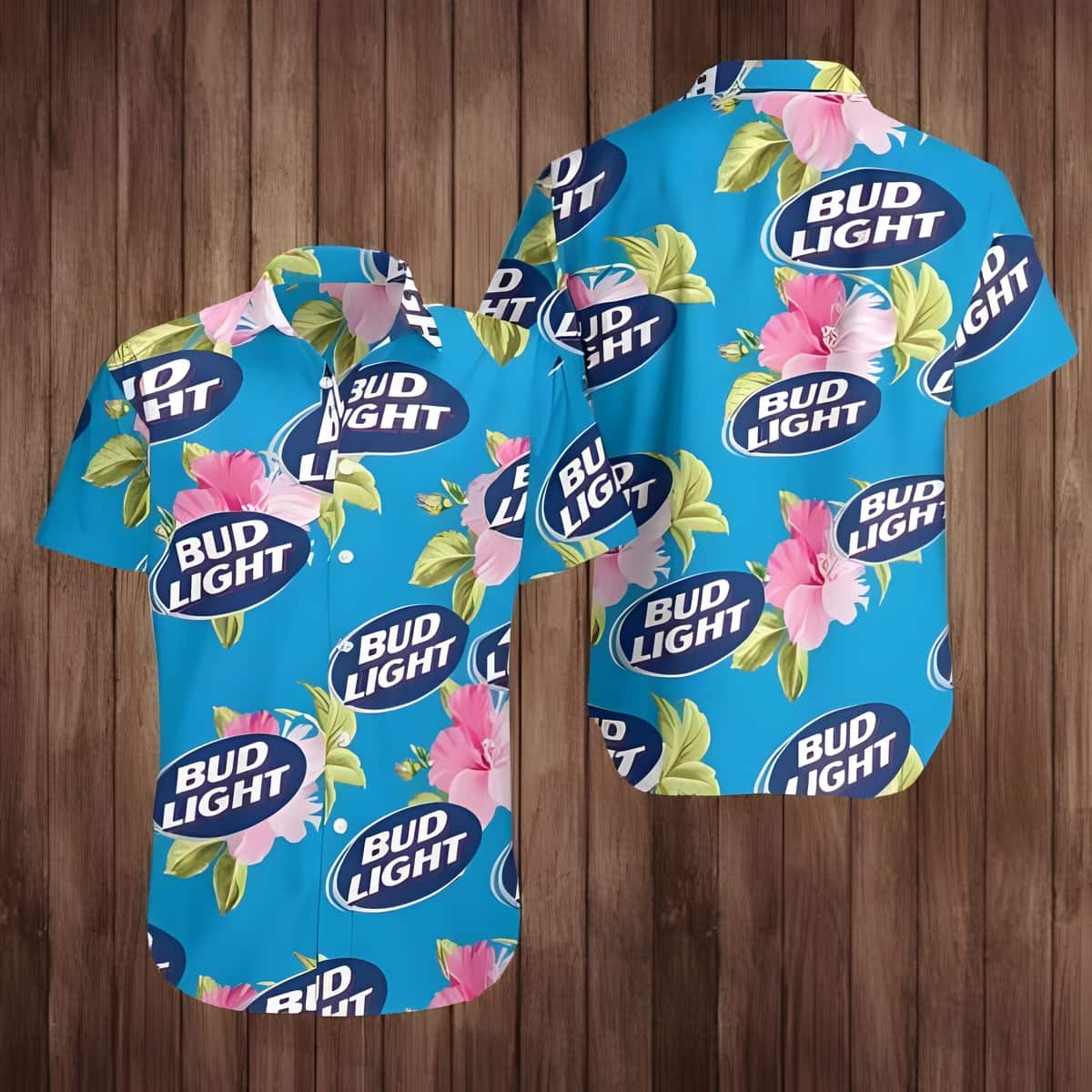 Bud Light Hawaiian Shirt Pink Hibiscus Flower Gift For Her