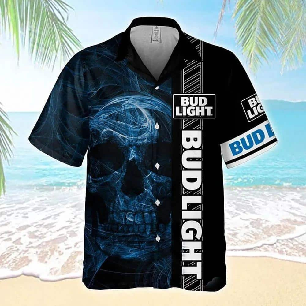 Bud Light Hawaiian Shirt Smoke Skull Aloha Summer Gift