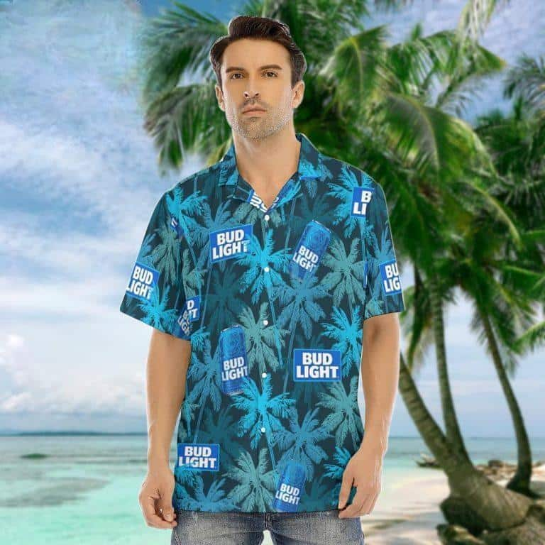 Bud Light Hawaiian Shirt Tropical Palm Tree Gift For Beer Drinkers