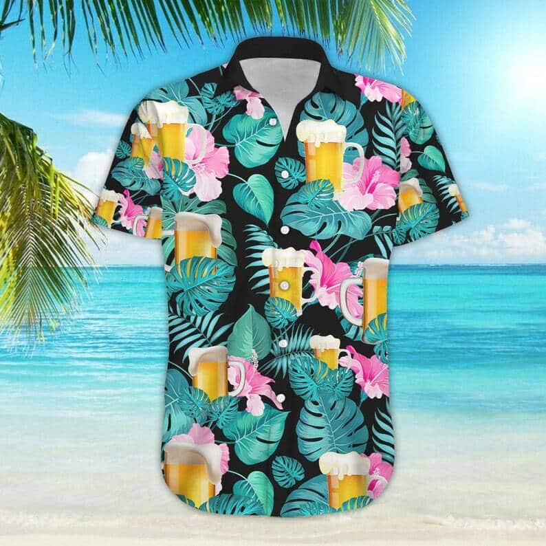 Beer Hawaiian Shirt Tropical Flora Beach Gift For Boyfriend Beer Hawaiian Shirt Tropical Flora Beach Gift For Boyfriend