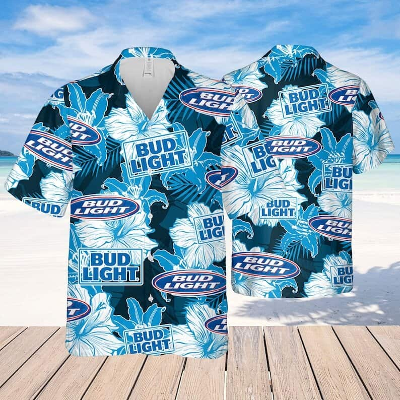 Cool Bud Light Hawaiian Shirt Tropical Flower Gift For Beer Lovers