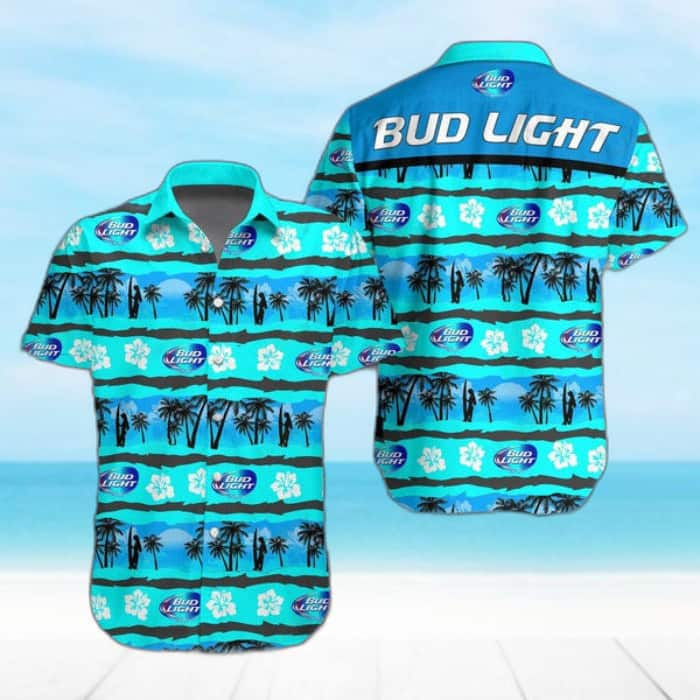 Turquoise Bud Light Hawaiian Shirt Summer Lovers Gift