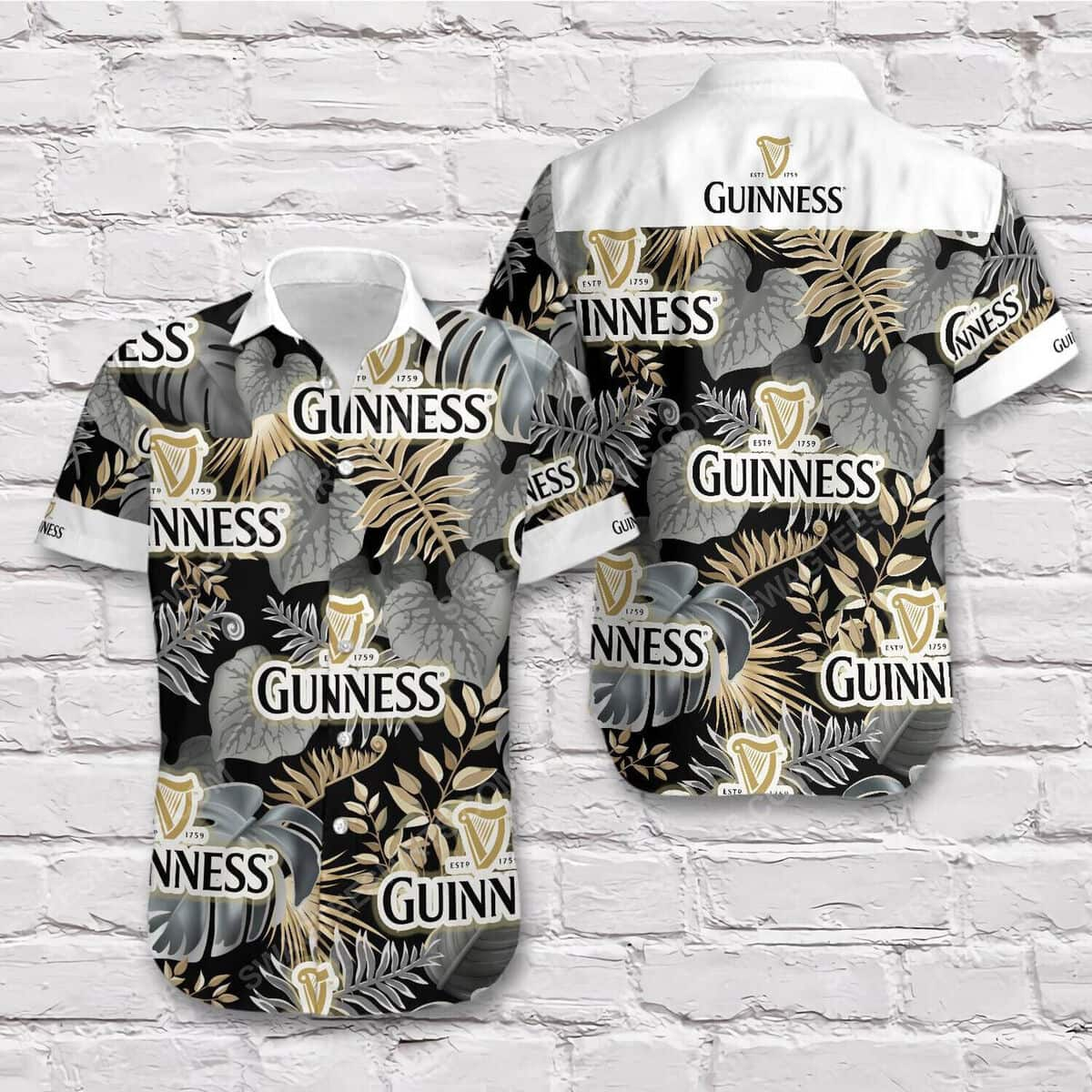 Guinness Hawaiian Shirt Tropical Leaves Gift For Beer Drinkers