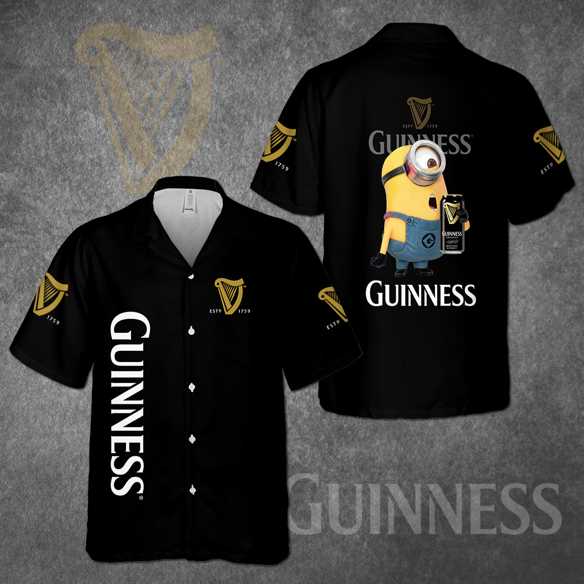 Cute Minion Loves Guinness Hawaiian Shirt Funny Gift For Him