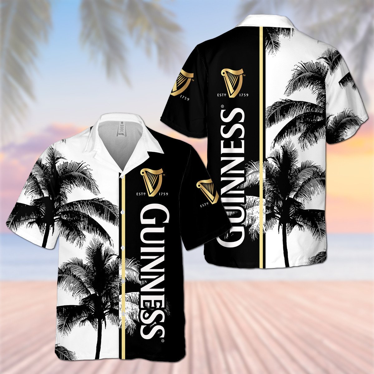 Vintage Guinness Hawaiian Shirt Tropical Coconut Tree Gift For Boyfriend