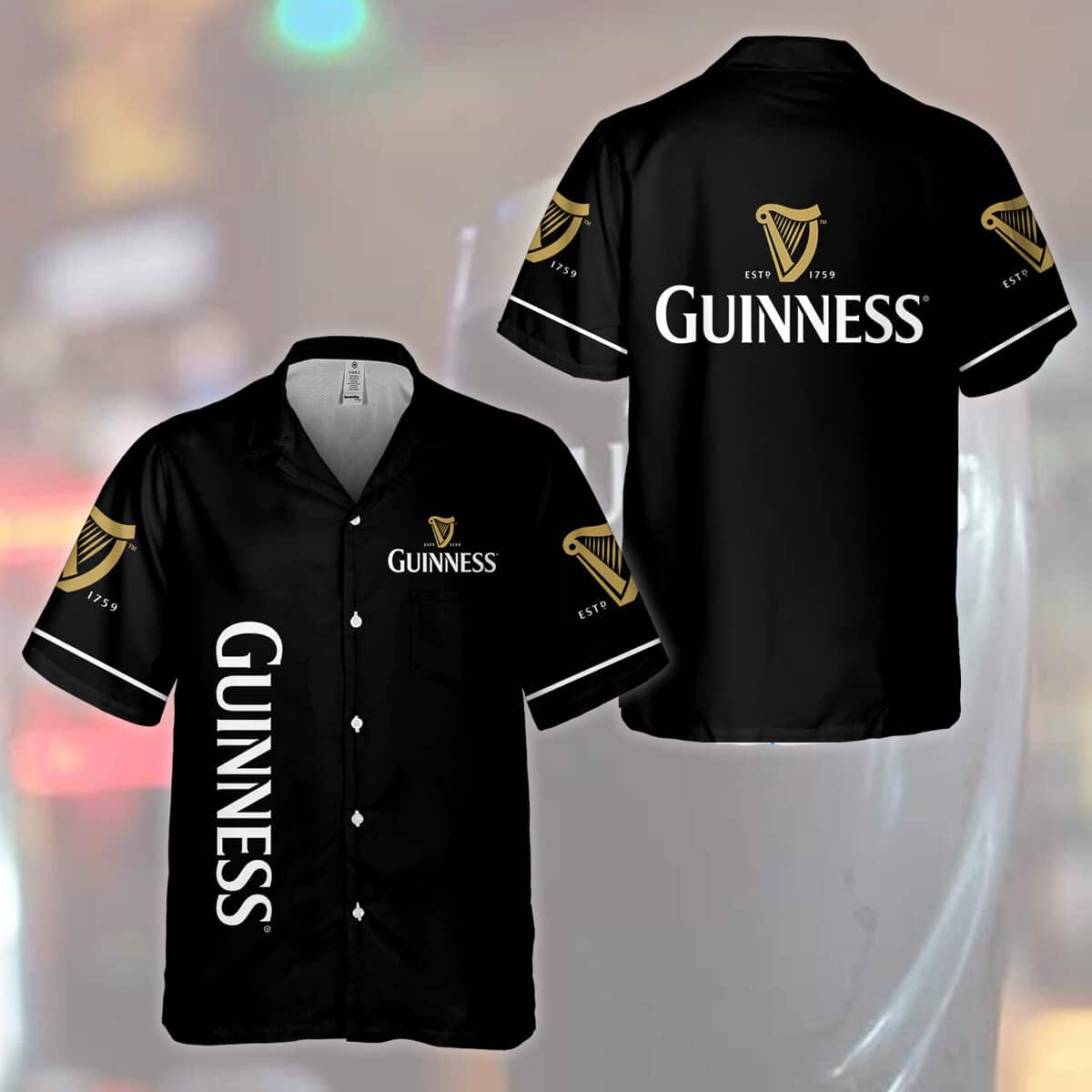 Black Guinness Hawaiian Shirt Gift For Holiday