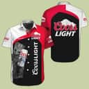 Red Black White Baby Groot Loves Coors Light Hawaiian Shirt Gift For Beer Drinkers