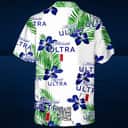 White Michelob Ultra Beer Hawaiian Shirt Hibiscus Flower Pattern White Michelob Ultra Beer Hawaiian Shirt Hibiscus Flower Pattern