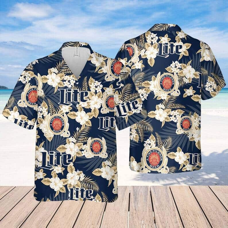 Retro Miller Lite Hawaiian Shirt Tropical Flower Gift For Mom