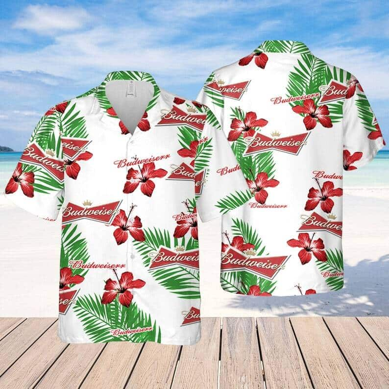 Summer Budweiser Beer Hawaiian Shirt Hibiscus Flower Gift For Beer Drinkers